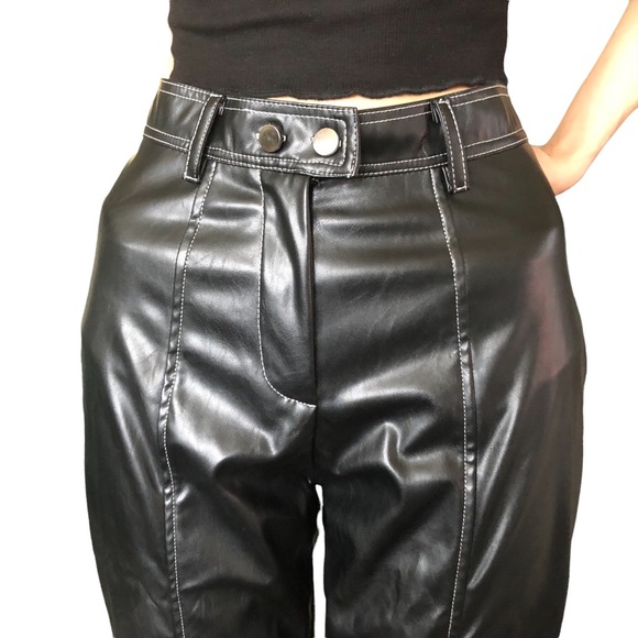 Prettylittlethings faux-leather Biker Straight-leg Pants - Picture 6 of 7